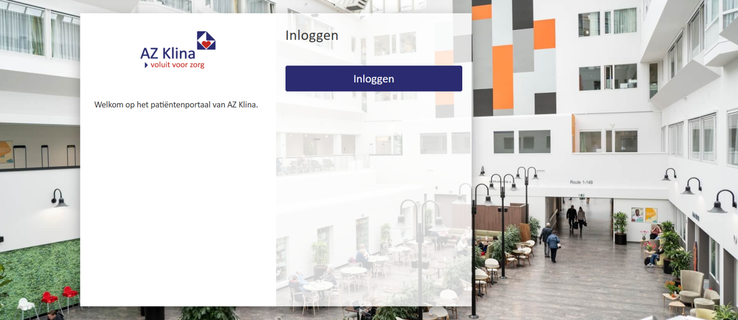 Startpagina inloggen patiëntenportaal